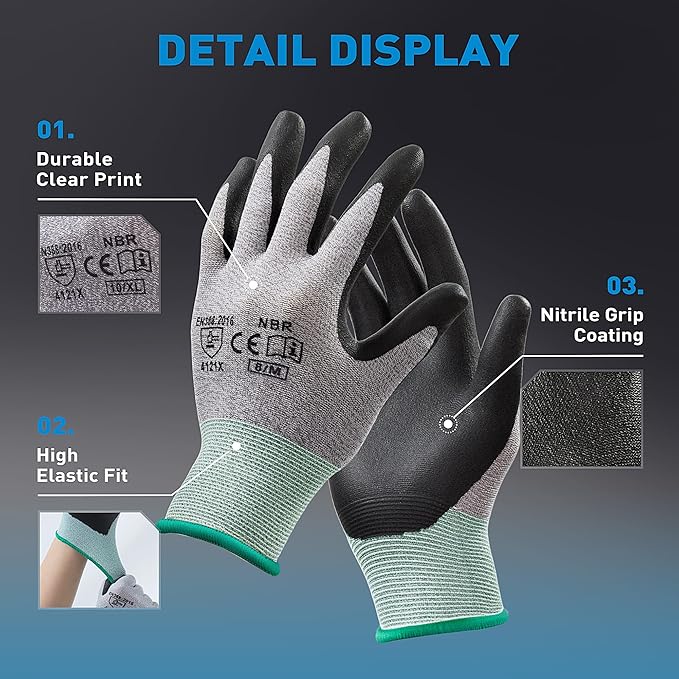 S SATC Safety Work Gloves Foam Nitrile Coated Touchscreen Knit Nylon Gloves for Men & Women, Ideal for Gardening, Warehouse