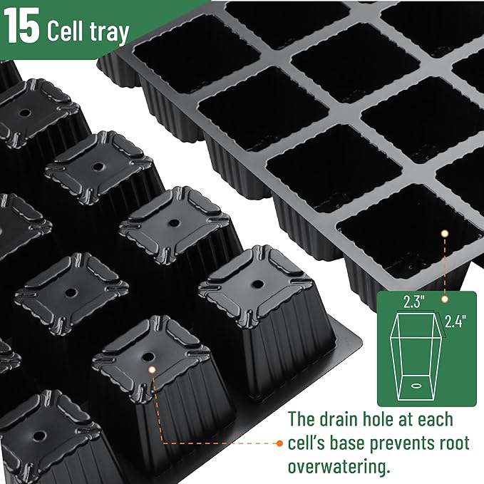 Mr. Pen- Seed Starter Tray Kits, 10 Set, Total 150 Cells, Durable Plant Germination Trays with Humidity Vented Domes and Bases, Ideal for Seed Starting, Indoor Gardening and Greenhouse