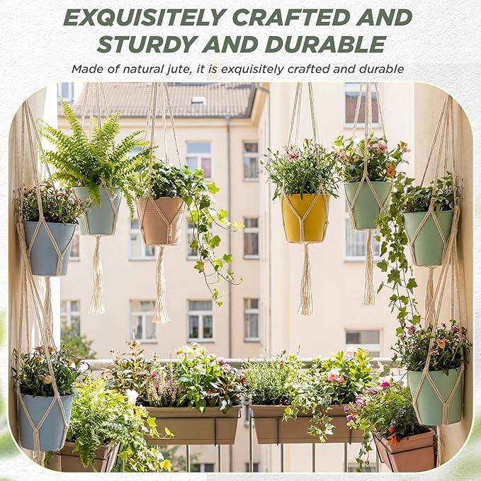 EBOOT 2 Pack 48 Inch Large Macrame Plant Hanger Rope to Hang Flower Pot Plant Holder for Indoor Outdoor Decorations, 4 Legs (Creamy White)