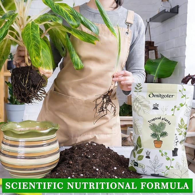 Premium Tropical Potting Mix with Perlite 2qt- Natural Organic Potting Soil for Superior Drainage & Breathability