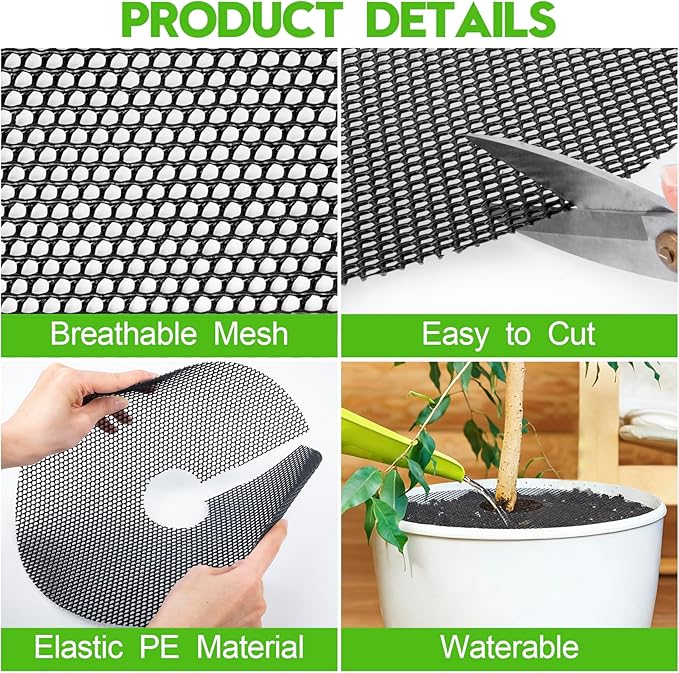 12 Pack Plant Pot Grids - 11.8 Inch Cuttable Soil Cover Protector from Cats, Animals Digging Stopper, Indoor Plant Pot Soil Guard for Outdoor Garden Balcony