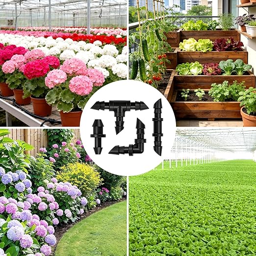 150 Pack 120 Pieces Drip Irrigation Fittings Kit for 1/4" Tubing, Drip Line Barbed Connectors for 1/4 Inch Drip Irrigation Tubing Includes 60 Couplings 50Tees 20 Elbows 20 Plugs