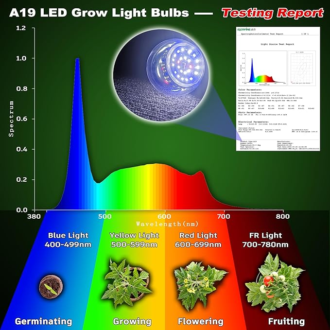 Candelabra LED Plant Grow Light Bulbs E12 Indoor Plants Full Spectrum,Small Base LED Sun Light Bulbs Plant Growing 100W Equivalent with Balanced Spectrum 5000K Red Blue for Seeds Greens Flower,1Pcs