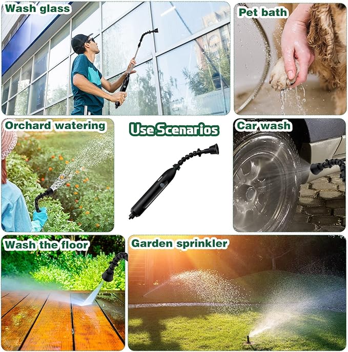 2 Pack Curved Electric Plant Sprayer Battery Powered Sprayer Wand Rechargeable Portable Garden Sprayer with Adjustable Spout Water Sprayer Telescopic Watering Wand with 10 ft Hose for Gardening