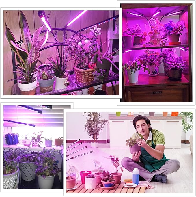 Bseah Grow Light Plant Lights for Indoor Plants, Clip on with 3/9/12 H Timer, Full Spectrum Growing Lamp for Seed Starting (with AC Adapter)