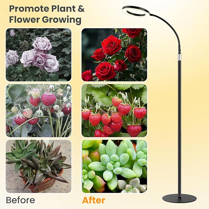 Grow Lights for Indoor Plants, Full Spectrum Plant Grow Light with 3/9/12H Timer, 3 Color Modes, 10 Brightness, Adjustable Growing Lamp for Large Indoor Plants, 17.7-29.5 Inch