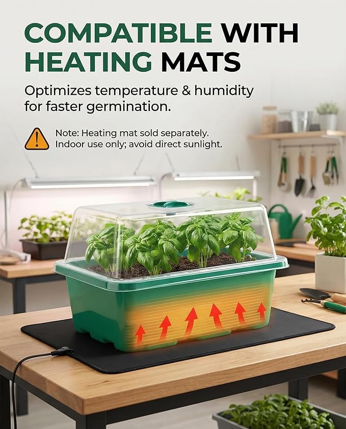 10 Packs Seed Starter Tray Seed Starter Kit with Humidity Dome (120 Cells Total Tray) Seed Starting Trays Plant Starter Kit and Base Mini Greenhouse Germination Kit for Seeds Growing Starting