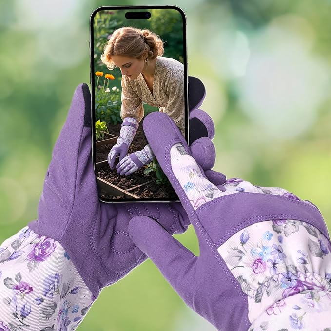 Trifabricy Gardening Gloves for Women, Breathable Leather Garden Gloves with Grip, Thorn-Proof Puncture-Resistant Work Gloves