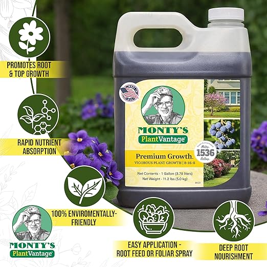 PlantVantage Premium Growth Liquid Plant Fertilizer – NPK Fertilizer (8-16-8) with Zinc & Iron, Liquid Plant Food for Stronger Stems & Larger Leaves, Foliar Spray for Trees, Shrubs & Flowers – 1 Gal