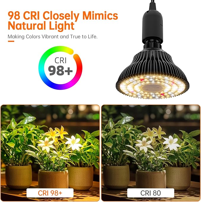 Bstrip Hanging Grow Light for Indoor Plants Full Spectrum, Black Plant Bulb with Optical Lens for Enhanced PPFD, Pendant Grow Light with Timer, 16.4 FT Power Cord, Perfect for Tall Plants and Flowers