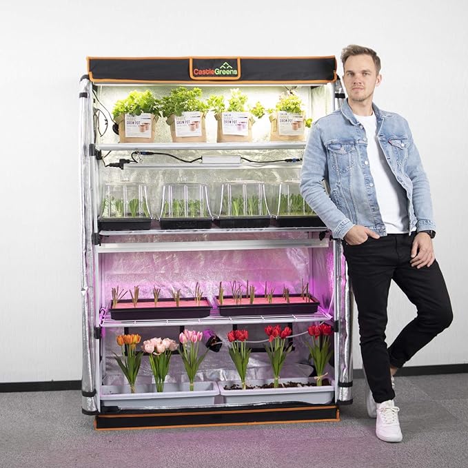 48"x24"x72" Multi-Storey Grow Tent, Extra-Large Observation windows, Heavy-Duty 600D Mylar Plant Tent, Waterproof Growing Tents, Fit in Indoor Planting, Hydroponics, 4-Layers of seedlings