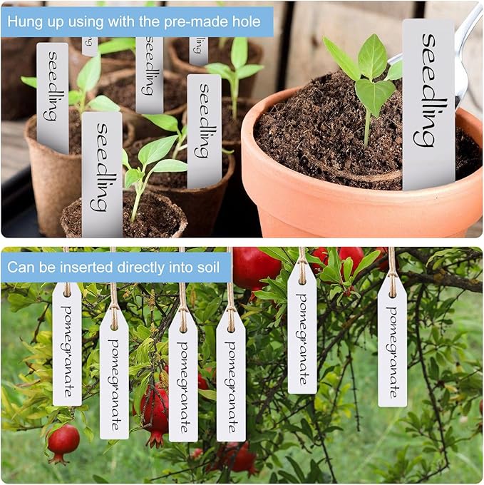 300pcs Waterproof Plant Labels and Pen, Garden Labels for Outdoor Plants, Plastic Plant Name Sticks, 3in Garden Label Stakes with Pen for Seedlings, Flowers and Vegetables, White