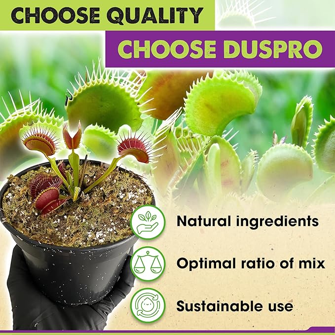 DUSPRO Carnivorous Plant Soil Mix 3QT-Include Forest Moss, Peat Moss, Perlite Potting Mix for Carnivorous Plants, Carnivorous Plants, Pitcher Plant, Butterworts, Sundews - Carnivorous Plant