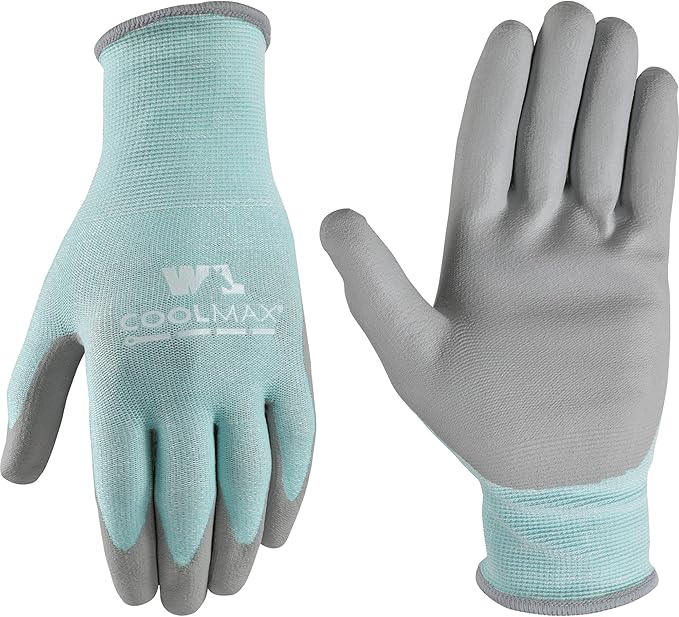 Wells Lamont Women's COOLMAX PU Coated Work Gloves, Medium (500M), Aqua