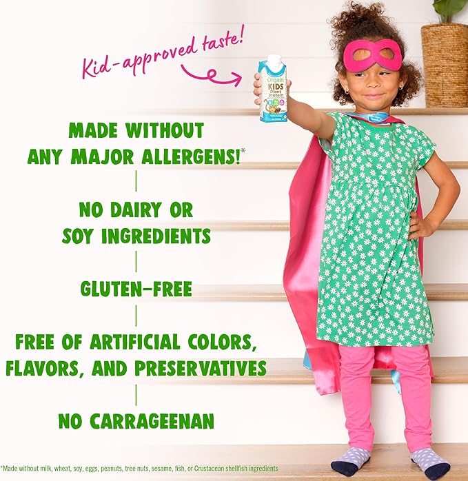 Orgain Organic Kids Nutritional Vegan Protein Shake,Chocolate - Healthy Kids Snacks,8g Plant Protein,23 Vitamins & Minerals,3g Fiber,No Dairy & Soy,Non-GMO,8 Fl Oz Package May Vary,(Pack of 24)