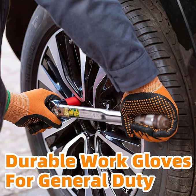 Schwer 12 Pairs Safety Work Gloves MicroFoam Nitrile Coated, Certified Level 6 Abrasion & A1 Cut Resistant Working Gloves with MicroDot Grip, Touchscreen, Used for General Work, Gardening, LT5619, L