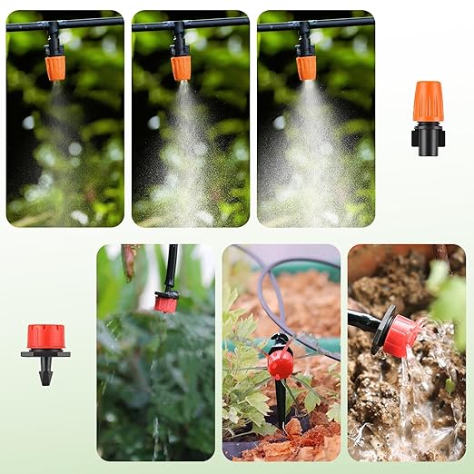 LasTool 98FT Drip Irrigation Kit,Automatic Garden Watering System with 1/4" Tubing,Adjustable Mist Sprayer Nozzles & Drip Emitters for Raised Bed,Patio,Lawn, Greenhouse-Easy DIY Installation