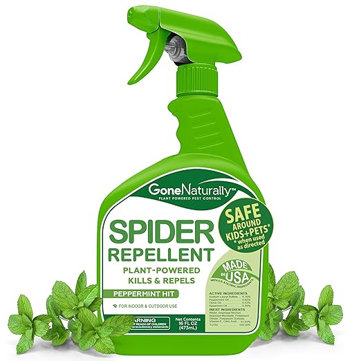 Spider Repellent – Natural Peppermint Oil Spider Spray for Indoor & Outdoor Use – Spider Killer & Repellent for Home – Safe for Kids & Pets – Non-Toxic Pest Control Solution (16oz)