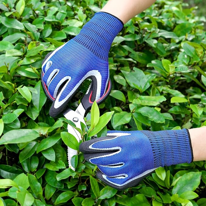 DOFOWORK Gardening Gloves - 6 Pair Gardening Gloves for Women/Men, Breathable Natural Latex Garden Gloves with Grip