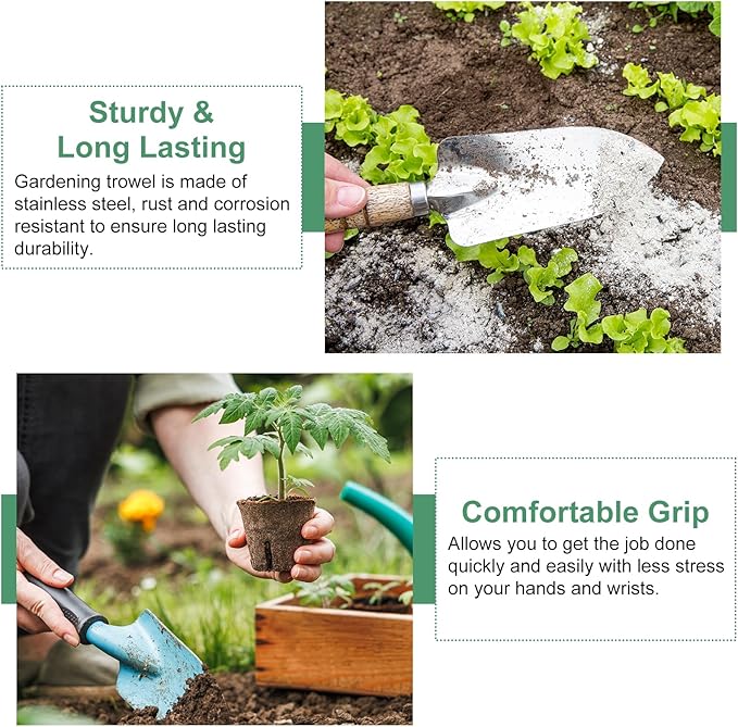 HARFINGTON Garden Hand Shovel 11.81" x 3.54" Digging Trowel Transplanting Garden Tools for Flower Soil Digging Planting Weeding Transplanting Garden