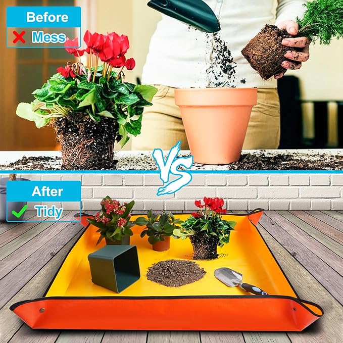 HNXTYAOB Extra Large Repotting Mat for Indoor Plants & Potting Soil Mat Portable Potting Tray Reusable Gardening Mat Garden Gift for Women Men (39.5"X39.5")