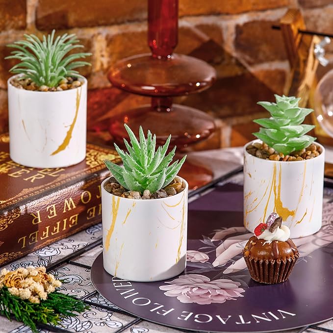 Der Rose Set of 4 Succulents Plants Artificial Mini Fake Succulents Plants for Office Desk Accessories for Women Home Decor(Green)