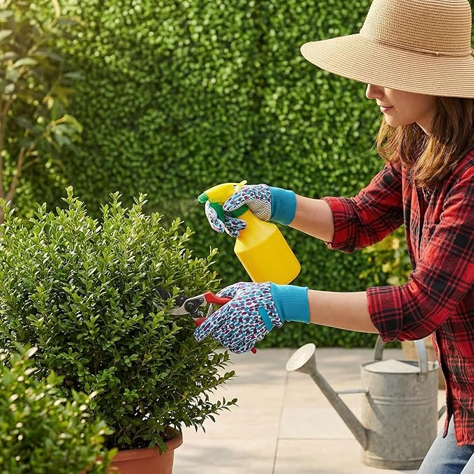 4 Pairs Gardening Gloves for Women Breathable Floral Garden Gloves with Non-Slip Grip Work Glove for Weeding Planting