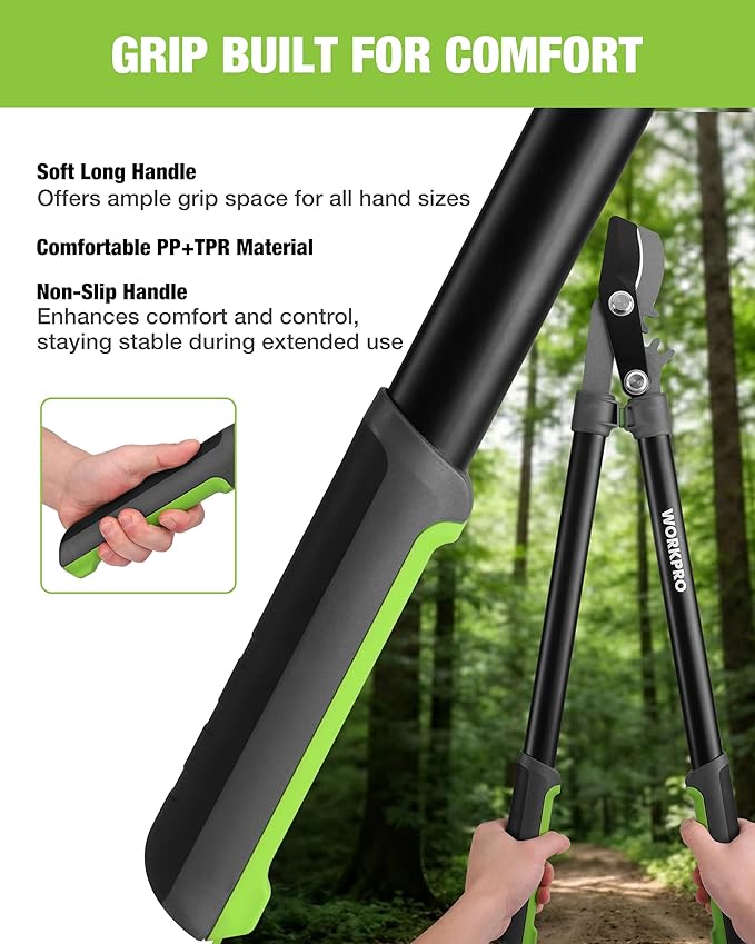 WORKPRO Bypass Lopper for Gardening, 28" Branch Cutter with 1.5" Cutting Capacity, Heavy Duty Pruning Shear Featuring Gear System for Tree Trimming, Tree Cutter Handheld with SK5 Blade