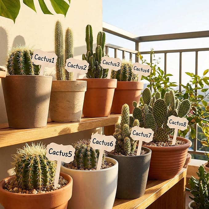 60Pcs Bamboo Plant Labels 1 Marker Pen Rectangle T-Type Wooden Plant Natural Seedling Nursery Sign Tags Wood Garden Markers Decorative Garden Tags for Outdoor Indoor Potted Herbs Flowers