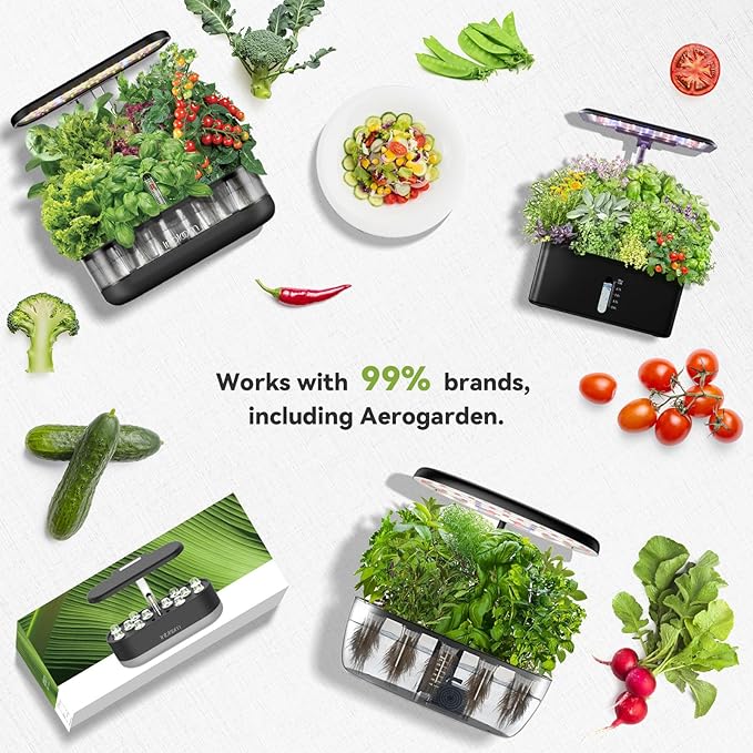 inbloom 12-Pod Pepper Seed Pod Kit for AeroGarden, iDOO, Ahopegarden Hydroponic Growing System, Include Cucumber, Red&Golden Tomato, Red Chili Pepper, Green&Yellow Pepper, Purple Pepper, 400+ Seeds