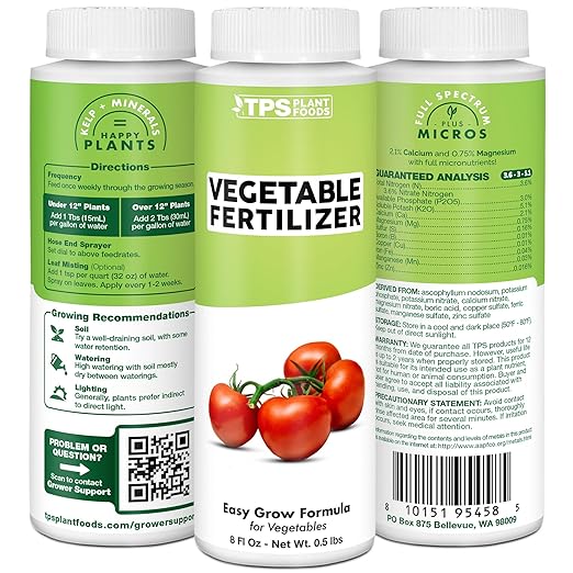 Vegetable Fertilizer – Liquid Plant Food for Bigger Harvests, Stronger Roots & Healthy Garden Growth, 8 oz