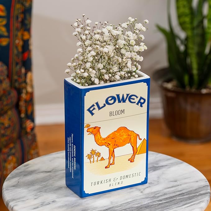 Vintage Inspired Flower Vase - Dopamine Decor - Ceramic Vases - Funky, Retro, Quirky, Unique Home Decor Aesthetic - Living Room Accents - Pots for Plants (Orange)