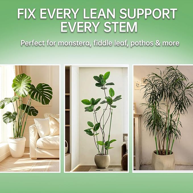 Yhtpouqe 3 Pack Extendable Plant Stakes, 16.5-42.5 Inch Plant Stakes for Indoor Outdoor, Adjustable Monstera Plant Support Sticks with Clips for Clombing Plants, Vine, Orchid, Tomato, Vegetables