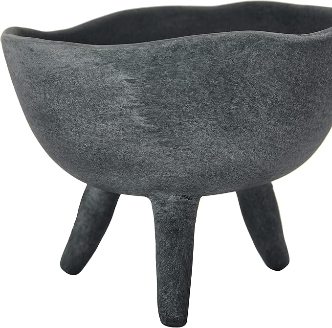 Creative Co-Op Boho Terracotta Footed Bowl, Slate Grey