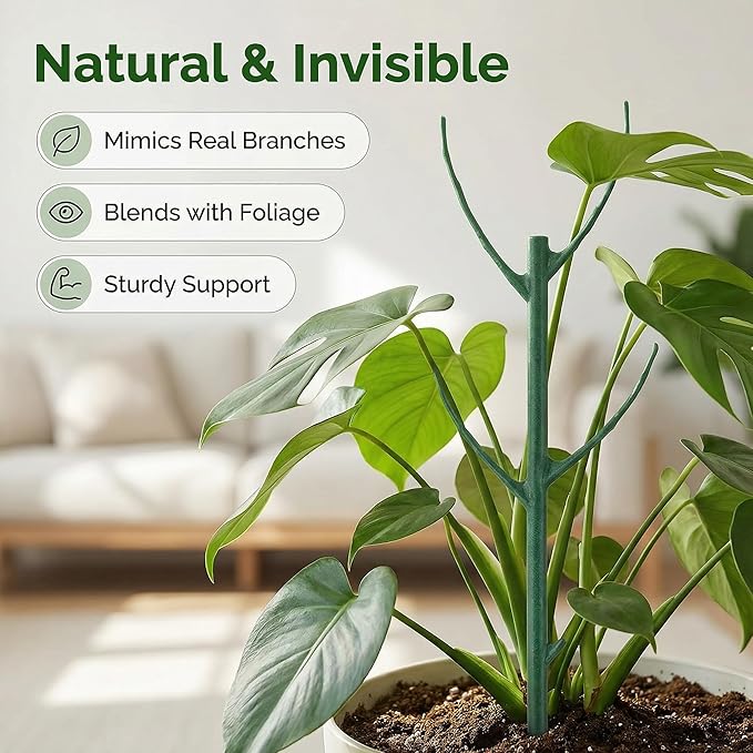 10 Pack Stackable Monstera Plant Support Stakes for Indoor & Outdoor Plants,Plant Support Structures for Climbing and Potted Plants,Plant Sticks for Vine Training & Stem Stabilization