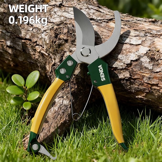 8" Bypass Pruning Shears, Pruning Shears for Gardening with Anti-Rust SK-5 Blades, Garden Clippers with Non-Slip Handle for Dry Stems and Small Branches