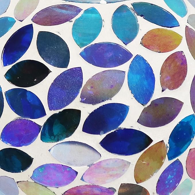 Sunnydaze Mosaic Glass Plant Watering Globe with Clay Spike - Decorative Self-Watering Planter Insert - Water Dripper for Plants - 9.5" - Spring Petals - Set of 24