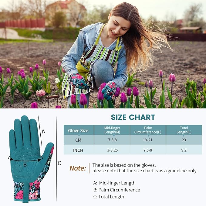 Pleneal Gardening Gloves for Women - Leather Garden Gloves Thorn Proof, Outdoor Protective Working Gloves