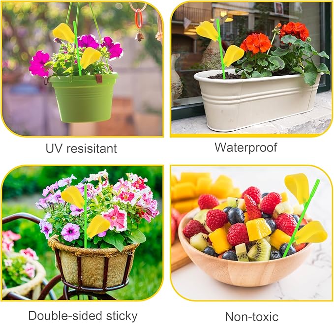 Fruit Fly Traps, 100 Pack Yellow Stick Traps, Fungus Gnat Traps, Plant Fly Stickers for Indoor and Outdoor Use Protect The Plant