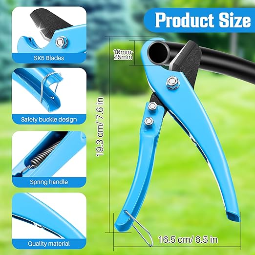Feekoon Drip Irrigation Punch Hole Tubing Cutter Tools with Barbed Connectors, 2-in-1 Drip Tubing Hole Punch for 1/4 Inch Fitting 16 20 25 mm PE Pipe and Emitter(Blue,345 Irrigation Plugs)