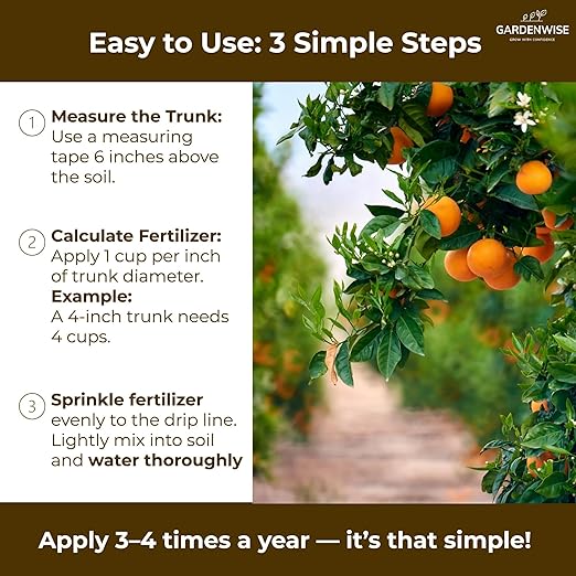 GARDENWISE Professional Citrus Fertilizer + Vital Micronutrients; Perfect Balanced NPK for All Citrus; for Indoor and Outdoor Plants; Orange, Lime, Avocado and Lemon Tree Fertilizer (3 QUARTS)