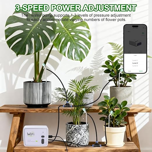 Smart WiFi Drip Irrigation System,Dual Channel Automatic Watering Kit for 20 Potted Plants,Compatible with Alexa/Google Home,Timer with App Control,20 Adjustable Emitters & 15M Hose for Indoor Garden