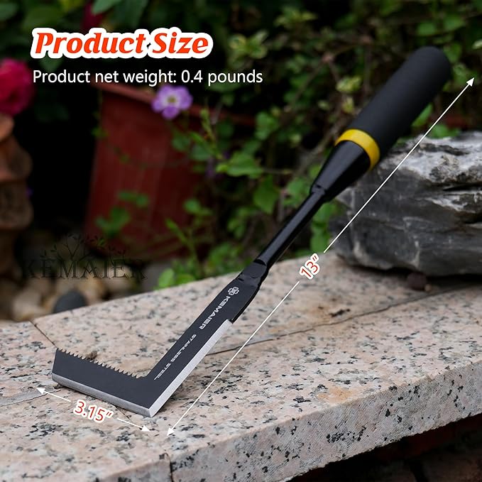 Kemaier Garden Tool Set - Featuring a Heavy-Duty Stainless Steel Hand Cultivator, Transplant Shovel, Trowel, Crack Weeder, and Dandelion Weeder - The Ultimate, Unbreakable Gardening Gift