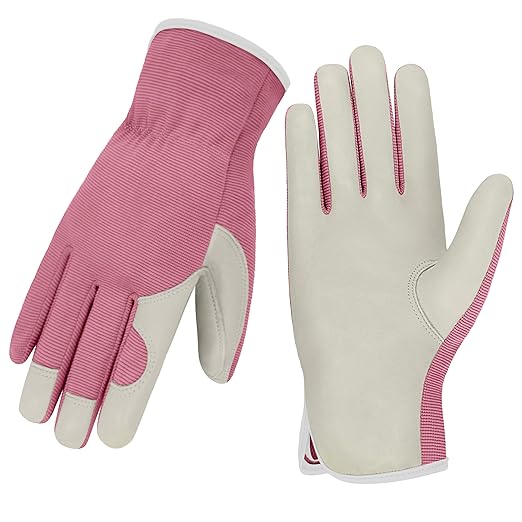 Gardening Gloves, Garden Gloves for Women and Men, Thorn Proof Working Gloves, Durable Leather Work Garden Gloves for Yard & Outdoor Work, Purple, M
