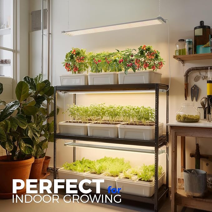 Barrina TX-L84 4FT LED Grow Light, 84W, 4 LED Panels Wider Coverage, Full Spectrum with 730nm IR LEDs, High PPFD, Linkable, Hanging for Plant Lights Indoor, Greenhouse, Vegetable, Seeding, 1 Pack