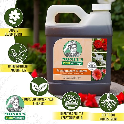 PlantVantage Root & Bloom Liquid Fertilizer – Concentrated Plant Fertilizer for Strong Roots & Bigger Blooms, Liquid Plant Food for Trees, Flowers & Vegetables, Soil or Foliar Application – 32 oz