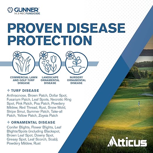 Atticus Gunner 14.3 MEC Propiconazole Fungicide (32 OZ) Controls Brown Patch, Dollar Spot, Blights, Powdery Mildew, and Rusts