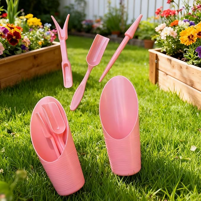 8pcs Potting Soil Scoop for Indoor Plants, Garden Tiny Plant Shovel Hand Tools Transplanting Succulent Cultivation Digging Bonsai Soil Scoops Kits,2Sets Pink