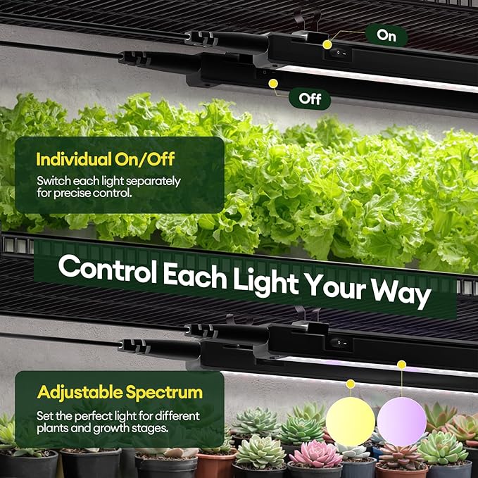 Maygrove Plant Grow Light 1ft, Tunable Full Spectrum LED Grow Light Strips 28W (4 x 7W), T5 Growing Lamp for Indoor Plants, Greenhouse, High PPFD, 4-Pack