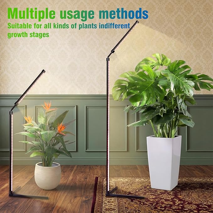 48W Standing Grow Light for Indoor Plants, 65" Modular Vertical Grow Light with 480 LEDs Full Spectrum, High-Output Plant Floor Lamp for Large Trees, Plant Shelves & Corners, 3 Modes, Timer